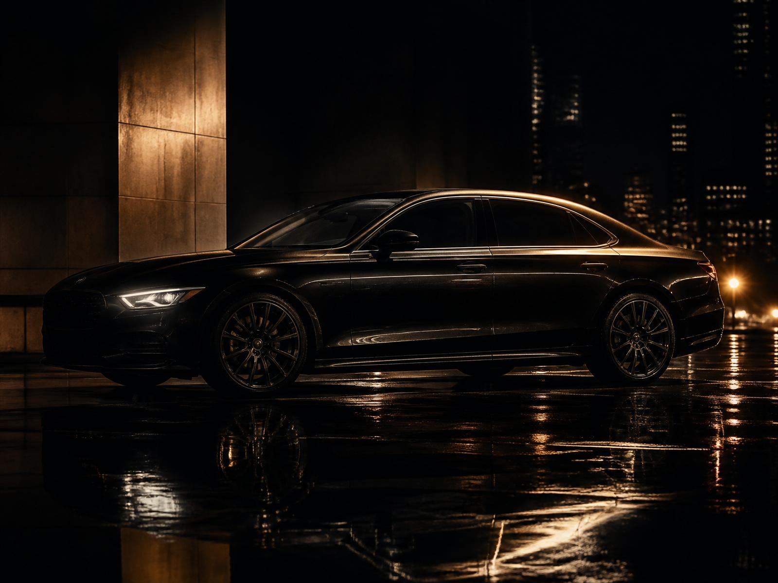 Executive vehicle at night